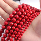 Natural Stone Beads 8mm Red Turquoise Polished Round Smooth Gemstone Beads for Jewelry Making 15 Inch(Red Turquoise,8mm) - color: Red Turquoise, size: 8mm