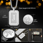 Initial Pendant Necklace Men Women Uppercase Silver Letter Diamond A-Z Stainless Steel Box 22 Inch - color: Silver-C