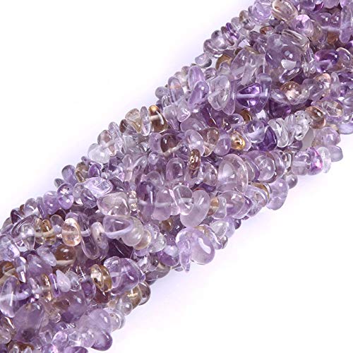 HAAMIIQII Natural Ametrine Chips Irregular Stones Energy Healing Loose Gemstone Beads for Jewelry Making Strand 30 Inch - color: Ametrine