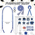 Graduation Candy Lei Making Kit Class of 2026 DIY Lei PE Bags Tubing Money Leis 2026 Graduation Ribbon Necklace Include 2 x 5 ft PE Bags 90 Pcs Flower Accessories for Grad Party Supplies (Blue, White) - color: Blue, White