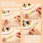 Colarr 24 Sets Plastic Beadable Pens DIY Pens Making Kit Assorted Wood Beads Crystal Spacer Black Ink Ballpoint for Women Crafts Office Family Gifts(Cute Daisy) - style: Cute Daisy