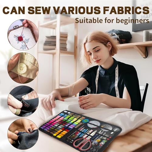 197PCS Sewing Kit for Adults, 43 XL Thread Spool, Beginners with Advanced Large Sewing Sets, Suitable for Travelers, Adults, Children, Beginners, Emergency Items, DIY and Family Sewing Kit - color: Color A