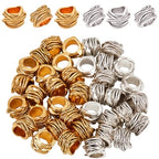 1 Box 40pcs Large Hole Spacer Beads Silver Tibetan Spacer Beads Alloy European Rondelle Gold Spacers Metal Hollow Column Bead for DIY Jewelry Crafts Making Women Beading DIY Necklace Bracelet