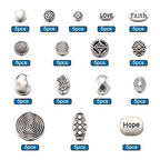 Beadthoven 80pcs/Box Tibetan Style Flat Round Oval Spacers Beads 16style Antique Silver Hope Faith Love Disc Coin Beads for Bracelet Necklace Jewelry Making Supplies - color: Antique Silver-RoundOval-16styles