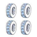 925 Sterling Silver Spacer Charm Bead with Clear CZ for Pandora Charms Bracelets - color: 4PCS Light Blue Stopper