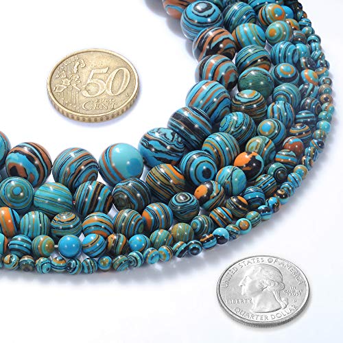 Natural Stone Beads 6mm Blue Malachite Gemstone Round Loose Beads Crystal Energy Stone Healing Power for Jewelry Making DIY,1 Strand 15" - color: Blue Malachite, size: 6MM