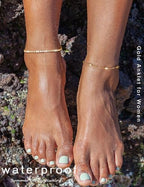 RLMOON Gold Silver Anklets for Women CZ Ankle Bracelet 14K Gold Plated Waterproof Layered Stackable Tennis Dot Chain Anklet Trendy Summer Beach Foot Jewelry - color: D-CZ Tennis Anklet-Gold