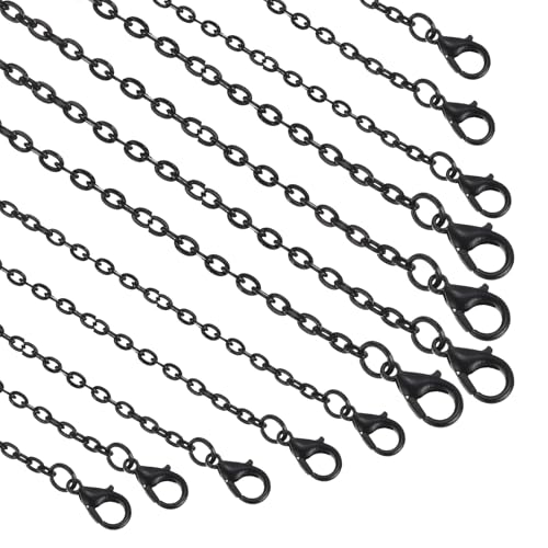 HARFINGTON 20 Pack 18 Inch Necklace Chains Bulk 2mm Black Plated Cable Chains with Lobster Clasps for Jewelry Making - color: Black, size: 18 Inch x 2mm