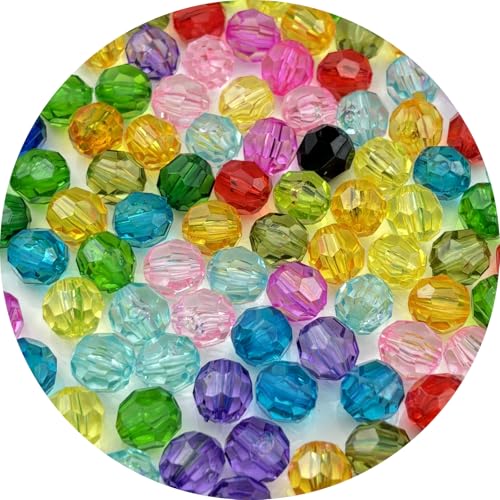 400pcs 8mm Acrylic Round Faceted Beads for Crafts Faceted Spacer Beads for Sewing Crafts Decoration Necklaces Bracelets Earrings Jewelry Making(Mixed Color) - color: Mixed Color, size: 8mm