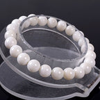 Justinstones 8mm Round Beads Stretch Bracelet 7 Inch Unisex - color: Buffalo Bone