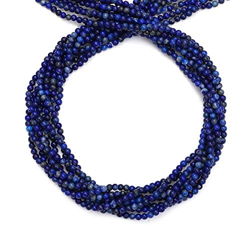 BEADIA Natural Lapis Lazuli Stone Round Loose Semi Gemstone Beads for Jewelry Making 3-3.5mm 38cm/Strand - color: Lapis Lazuli, size: 3-3.5mm
