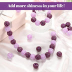 40 Pcs 20 mm Rhinestone Beads Bulk Crystal Round Disco Ball Chunky Bubblegum Beads for Pens Bracelets Charms Craft European Style Jewelry Making Supplies Christmas(Purple) - color: Purple