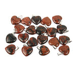 LE SKY 20 Pcs natural stone pendants heart shape healing stone charms for jewelry making - color: golden swan stone