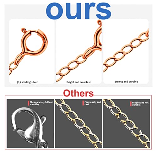 Necklace Extender, 4Pcs Rose Gold 925 Sterling Silver Necklace Extenders Chain Bracelet Anklet Extension for Women Multiple Necklaces Jewelry (1”, 2”, 3”, 4”) - color: Rose Gold