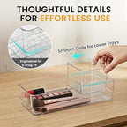 6 PCS Clear Plastic Drawer Organizer Set, 2 Sizes Acrylic Drawer Storage Trays Non Slip Storage Bins for Makeup, Jewelry, Gadgets for Kitchen, Bedroom, Bathroom, Office - style: 6 PCS with 2 sizes