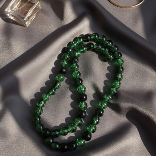 DandS ltd Crackle Lampwork Glass Beads for Jewelry Making, Dark Green, Vibrant DIY Bracelets, Necklaces, Earrings, Beading Supplies & Craft Kits for Handmade Jewelry, 80pcs 0.39 inch (10mm), #J234-10 - color: Dark Green