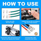Newdeli Battery Cable Lug Crimping Tool 10-1/0 AWG with 60Pcs Copper Ring Terminals 8 Sizes Cable Lugs Set, Heavy Duty Wire Crimper for Battery Wire Terminal - style: Crimper with 60Pcs Lugs