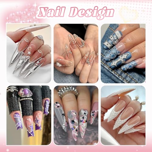 1-3MM Mini Small Nail Beads Metal Caviar Beads Silver Nail Charms and Gems Ball, Nail Balls for Nail Art Accessories Supplies Gold Rhinestones for Women Manicure - color: 14 Small Silver Nail Beads