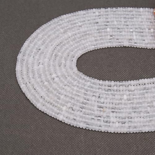 2 Strands (300PCs) White Jade Rondelle Beads, 2 * 4mm Gemstone Loose Spacer Abacus Disk Beads for DIY Bracelet Necklace Earrings Jewelry Making, Craft Supplies Beading Kit - color: White Jade, size: 2*4MM