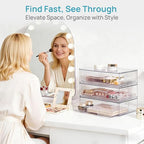 Vtopmart 12.1''W Clear Stackable Storage Drawers,4 Pack Acrylic Plastic Organizers Bins for Makeup Palettes, Cosmetics, and Beauty Supplies,Ideal for Vanity, Bathroom,Cabinet,Desk Organization - style: 4pack Wide