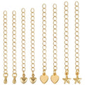 Beebeecraft 1 Box 20Pcs 4Styles Golden Necklace Extenders 18K Gold Plated Star Heart Chain Extenders for Jewelry Making Charm Ends Tail Extension Curb Chain Necklaces Bracelets DIY Crafts Supplies - color: Gold-mix