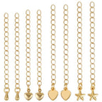 Beebeecraft 1 Box 20Pcs 4Styles Golden Necklace Extenders 18K Gold Plated Star Heart Chain Extenders for Jewelry Making Charm Ends Tail Extension Curb Chain Necklaces Bracelets DIY Crafts Supplies - color: Gold-mix