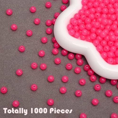 BONNY BOXX 1000PCs 6MM Jelly Rose Acrylic Round Beads, Smooth Transparent Acrylic Balls, Plastic Resin Gumball Bubblegum Chunky Beads for Necklace & Bracelet Making, Crafting Supplies - color: Jelly Rose, size: 6MM
