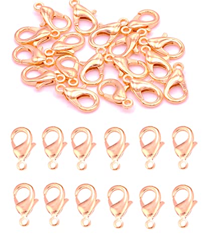 MSCFTFB 300 Pieces Mini Lobster Clasps Metal Lobster Claw Clips Fastener Hooks for Bracelet Necklace Choker Jewelry Making Findings DIY Keychain Bag Phone Dangle Charms (6x12mm,Rose Gold) - color: Rose Gold