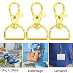 50Pcs Swivel Clasp Hooks D Ring Key Chain Clips, Metal Lobster Claw Clasps Trigger Clip Lanyard Snap Hook for Keychains Making Purse Hardware DIY Crafts 1 Inch (Gold) - color: Gold
