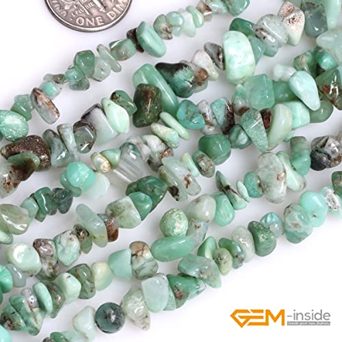 GEM-Inside 7-8MM Gemstone Green Opal Gravel Beads Strands 34 Inches - color: Green Opal