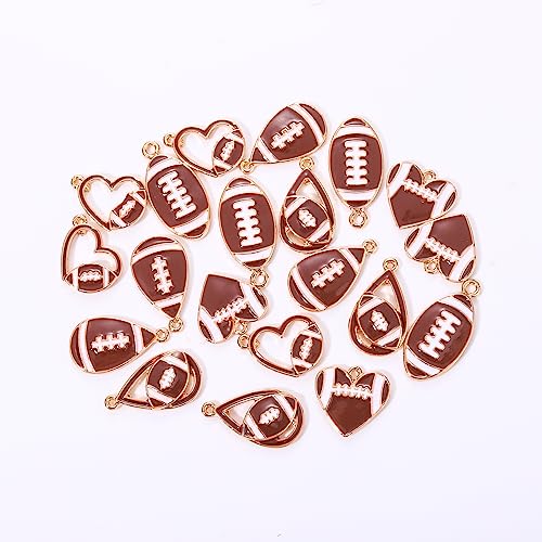 20PCS Sports Charms Enamel Basketball Baseball Pendant Charms for Jewelry Making Rhinestone Ball Game Softball Charms for Necklace Bracelet Earrings DIY Crafts - color: Set 5