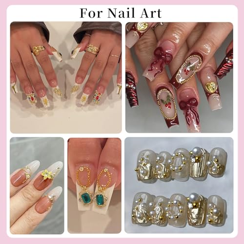 3D Mini Small Metal Stainless Steel Caviar Nail Beads Balls, 0.8-3mm Gold Silver Alloy Nail Art Chain Charms Studs with Tweezers and Dual-end Brush (1-K1-metal-beads) - color: 1-K1-metal-beads