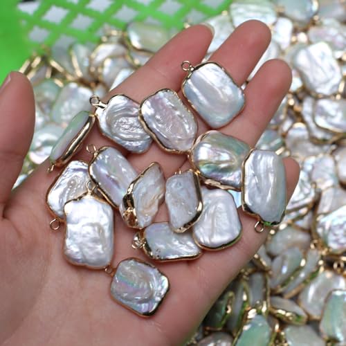 QSLLER 5pcs Natural Pearl Pendants Irregular Multiple Shapes Cultured Freshwater Baroque Pearl Charms for Jewelry Making Gift