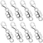 OHINGLT Magnetic Necklace Clasp Extra Strong, Silver Plated Magnet Jewelry Clasps Converters for Bracelet Necklaces Chain - color: 8Pcs Silver