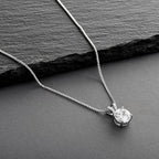 Mariell Cubic Zirconia Crystal Pendant Necklace for Women, 2 Carat 8mm CZ, for Brides, Wedding, Mother's Day Jewelry Gift - color: Silver