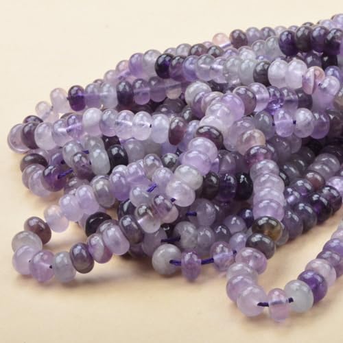 ICAI Beads 5x8mm Natural Rondelle Spacer Loose Beads for Jewelry Making DIY Crafts Design 1 Strand 15" APPR (Amethyst) - color: Amethyst, size: 5x8