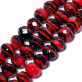 7.5×10mm 50pcs Red Black Faceted Lampwork Glass Beads for Jewelry Making, Flat Round Handmade Murano Beads for Bracelets, Crafts, Friendship Bracelet Kit, Rosary Making - color: Red Black