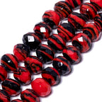 7.5×10mm 50pcs Red Black Faceted Lampwork Glass Beads for Jewelry Making, Flat Round Handmade Murano Beads for Bracelets, Crafts, Friendship Bracelet Kit, Rosary Making - color: Red Black