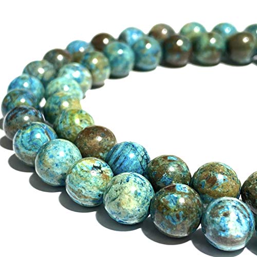 ABCGEMS Chihuahua Aqua Calsilica Jasper Beads from Mexico (Gorgeous Matrix - Mohs Hardness 6) DIY Jewelry Making Beading Supplies - Smooth Round 10mm - color: Chihuahua Calsilica Jasper (From Mexico)