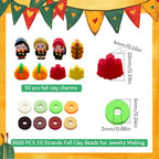 3600 PCS 10 Strands Fall Clay Beads for Jewelry Making, with 50pcs Autumn Clay Charms for Bracelets Making (Thanksgiving Day) - color: Brown Orange Green