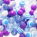 48 Pcs 20mm Beads for Pens Rhinestone Bubblegum Beads Blue Purple Crystal Acrylic Round Chunky Bead Sparkly Craft Large Balls Bead for Pen Beadable Keychain Bracelet DIY Jewelry Making Supplies - color: Light Blue