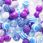 48 Pcs 20mm Beads for Pens Rhinestone Bubblegum Beads Blue Purple Crystal Acrylic Round Chunky Bead Sparkly Craft Large Balls Bead for Pen Beadable Keychain Bracelet DIY Jewelry Making Supplies - color: Light Blue
