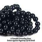 70PCS Natural 8MM Healing Gemstone, Black Tourmaline Energy Stone Round Loose Beads, Semi-Precious Crystal Beads with Free Elastic String for Jewelry Making DIY - color: Black Tourmaline, size: 8MM
