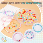FZIIVQU 1400 Pcs Letter Beads Kit, 28 Styles White Acrylic Alphabet Beads Letter Beads for Jewelry Making wiht Number Beads Heart Beads Friendship Bracelet Kit - color: White Letter & Transparent Colour Base, size: 4*7mm