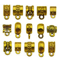 100 pcs Antique Gold Clasp Bail Beads Charms,Bail Tube Beads, Loose Spacer Bead,Bead Hanger Charm for Jewelry Making DIY Necklace Bracelet (M671) - color: M671