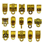 100 pcs Antique Gold Clasp Bail Beads Charms,Bail Tube Beads, Loose Spacer Bead,Bead Hanger Charm for Jewelry Making DIY Necklace Bracelet (M671) - color: M671