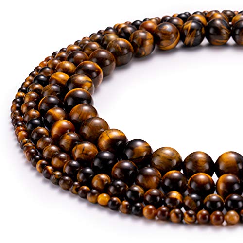 BEADIA Natural Yellow Tiger Eye Stone Round Loose Semi Gemstone Beads for Jewelry Making 8MM 44PCS - color: Yellow Tiger Eye, size: 8mm
