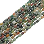 70pcs Natural Indian Agate Stone Beads，4x6mm Egg Shape Loose Gemstone Beads for Jewelry Making Design Earring Necklace - color: Indian agate