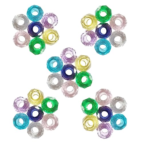 100PCS Colored Acrylic Crystal Beads Round Crackle Beads Charms for Jewelry Making Bracelets Large Hole Spacer Beads for Hanging Charms DIY Art Christmas Ornament Birthday Gifts (Colour Mixture) - color: Colour Mixture