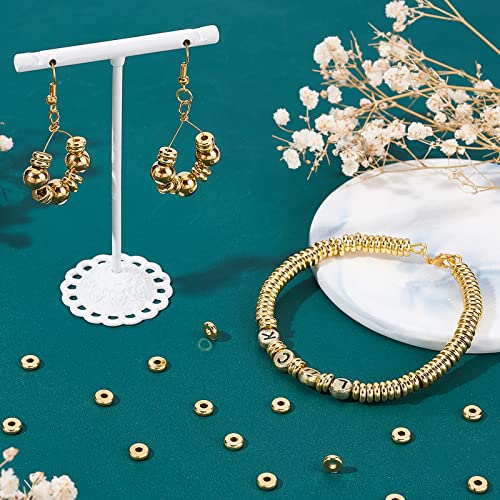 PH PandaHall 150pcs 6mm 18K Gold Plated Beads Flat Heishi Spacer Beads Disc Loose Bead Brass Flat Round Metal Bead for Summer Stackable Bracelet Necklace Jewelry Making - size: 6mm
